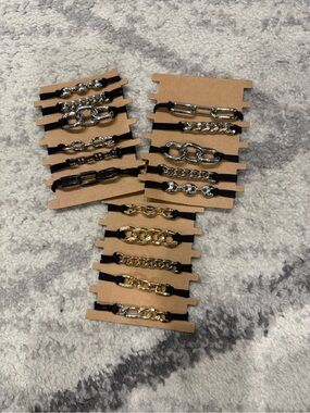 Gold and Silver Chain Link Elastic Hair Ties - Women's Accessory